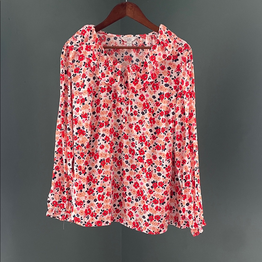 Croft & Barrow Red Floral Women's Blouse